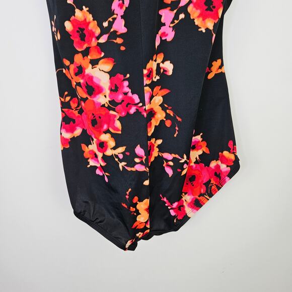 Swimsuits For All Aquabelle One Piece Swimsuit Sz 14 Floral Ruched Tummy Control - Picture 7 of 13